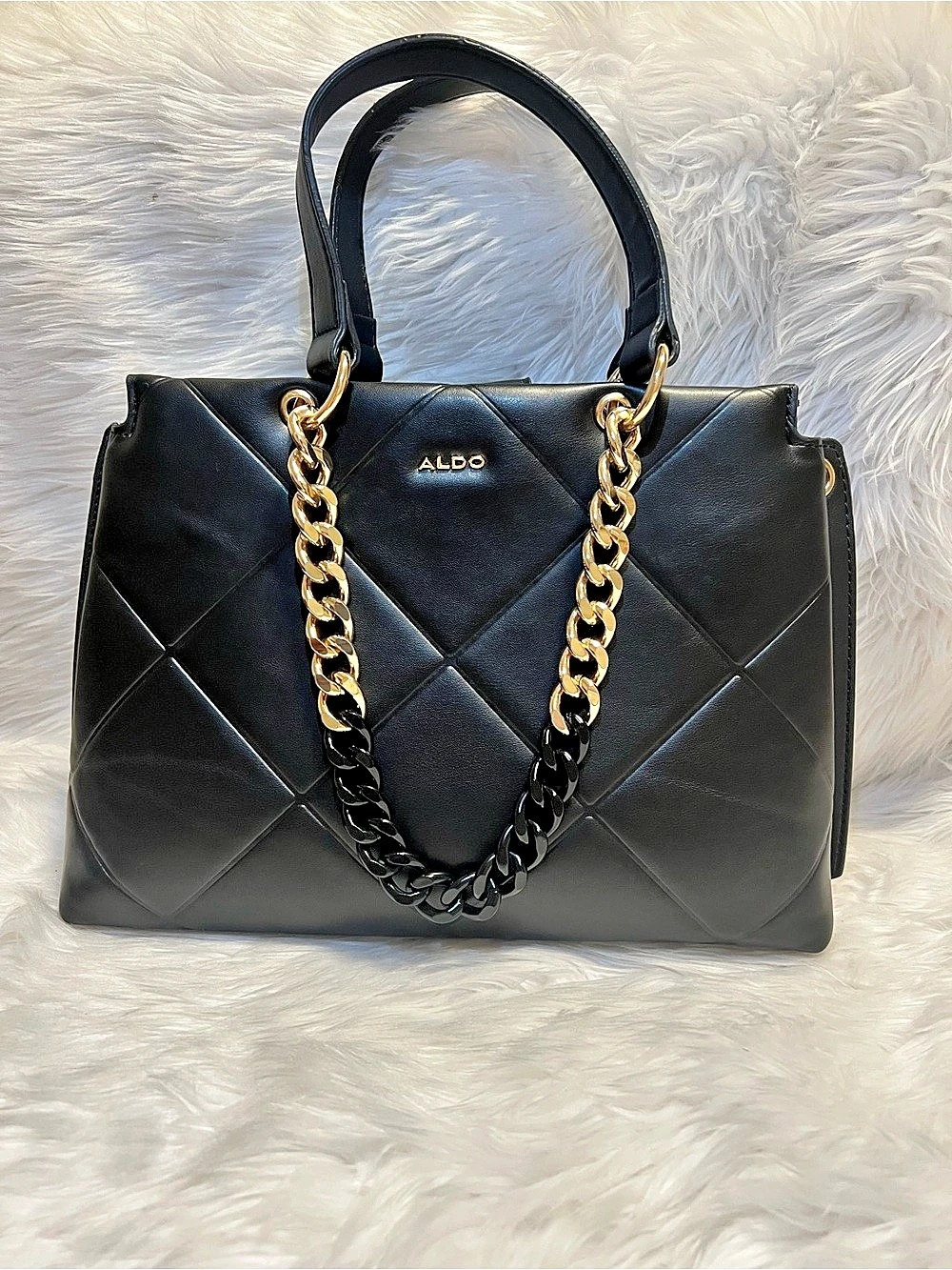 ALDO Quilted Chain Tote in Black
